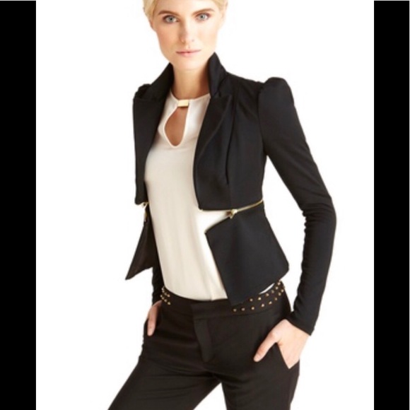 Casual Couture by Green Envelope Jackets & Blazers - Black blazer with front zipper detail